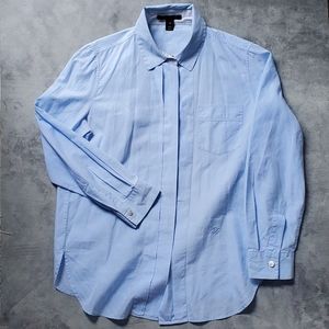 LOUIS VUITTON Hidden Pleated Button Front Button Shirt Blue Size 34